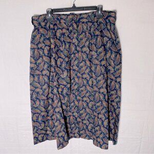 Vintage Tilley Endurables Navy Blue Paisley Print Midi Skirt XL